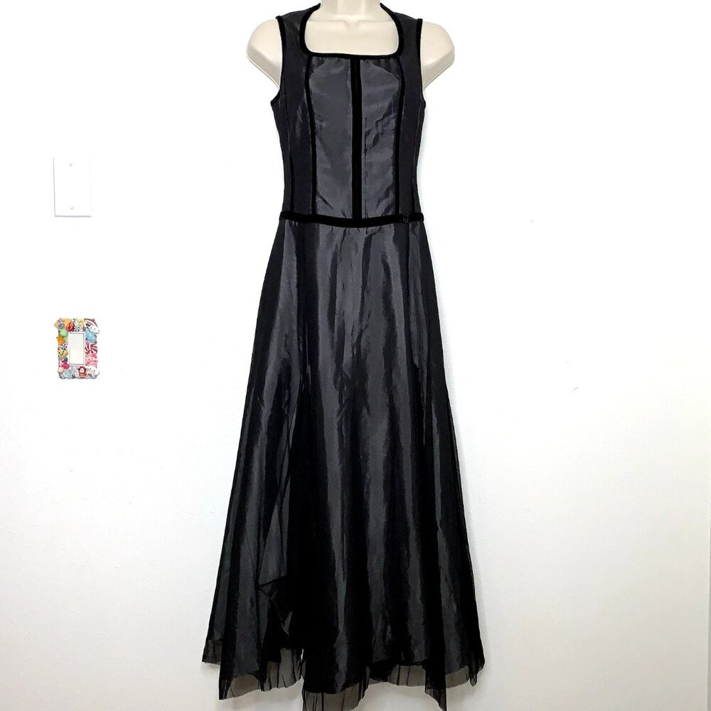 Dark Romance MESH ILLUSION Black UNEVEN HEM Maxi DRESS XS WHIMSIGOTH Vamp Witch